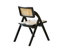Solid Wood Negotiation Chair Foldable Rattan Sitting Surface Backrest Chair Lightweight Easy to Move Got Solid Wood Stool 1piece(Black)