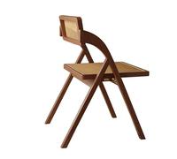 Solid Wood Negotiation Chair Foldable Rattan Sitting Surface Backrest Chair Lightweight Easy to Move Got Solid Wood Stool 1piece(Walnut)