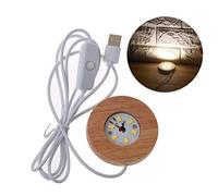 Solid Wood Night Light Stand Base Crystal Ball LED Display Plate Resin Art Ornament for Christmas Valentine Day Light Dispaly