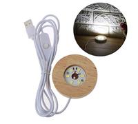 Solid Wood Night Light Stand Base Crystal Ball LED Display Plate Resin Art Ornament for Christmas Valentine Day Light Dispaly