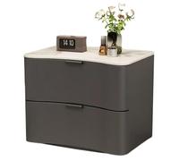 Solid Wood Nightstand, Bedside Table with 2 Drawers, Metal Handle, Microfiber Leather Wrapping, No Installation Required(Black,L45CM)