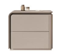 Solid Wood Nightstand Bedside Table with Leather Shelf for Bedroom and Living Room, Modern Design, 45cm