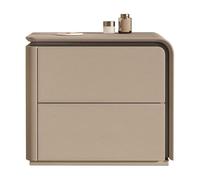 Solid Wood Nightstand Bedside Table with Leather Shelf for Bedroom and Living Room, Modern Design, 45cm