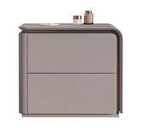 Solid Wood Nightstand Bedside Table with Leather Shelf for Bedroom and Living Room, Modern Design, 45cm