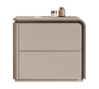 Solid Wood Nightstand Bedside Table with Leather Shelf for Bedroom and Living Room, Modern Design, 45cm