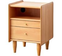 Solid Wood Nightstand - Retro 2-Drawer Side Table for Living Rooms and Bedrooms, Ideal Bedside Furniture and End Table