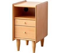 Solid Wood Nightstand - Retro 2-Drawer Side Table for Living Rooms and Bedrooms, Ideal Bedside Furniture and End Table