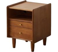 Solid Wood Nightstand - Retro 2-Drawer Side Table for Living Rooms and Bedrooms, Ideal Bedside Furniture and End Table