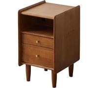 Solid Wood Nightstand - Retro 2-Drawer Side Table for Living Rooms and Bedrooms, Ideal Bedside Furniture and End Table