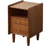 Solid Wood Nightstand - Retro 2-Drawer Side Table for Living Rooms and Bedrooms, Ideal Bedside Furniture and End Table