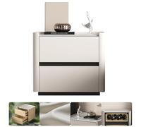 Solid Wood Nightstand with 2 Drawers Modern Accent Table for Living Room and Dorm Trendy Simple Design Stylish Bedside Furniture Storage Solution