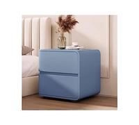 Solid Wood Nightstand with 2 Drawers Scandinavian Style Bedside Table Modern End Table for Bedroom Nordic Bedside Cabinet Leather Chest of Drawers 40x40x47cm Dresser