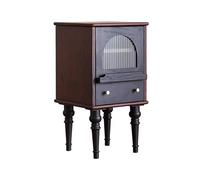 Solid Wood Nightstand with Drawer, Retro Bedroom Bedside Table Strong Durable Storage Cabinet, Mid-Century Vintage End Table