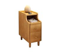 Solid Wood Nightstand with Drawers and Open Sliding Shelf, Mid-century Modern Design for Bedroom and Living Room