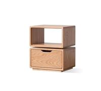 Solid Wood Nightstand with Rotating Top Drawer and Open Storage Versatile Side Table for Living Room Practical Natural Design.