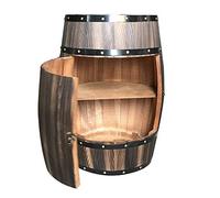 Solid Wood Oak Barrel Wine Cabinet with Locking Door - Decorative Beer Barrel Display - Natural Wood Storage - Perfect Wine Cellar Decoration