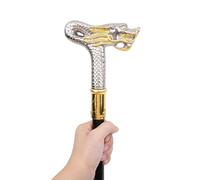 Solid Wood One-Piece Rehabilitation Training Cane, Dragon Head Crutch，for Hiking, Elderly Rehabilitation Training Walking Stick (BK)