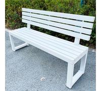 Solid Wood Outdoor Bench for 2-4 Persons - Comfortable Garden Seating with Backrest & Metal Accents Perfect for Parks & Porches 120x40x85cm - White Patio Furniture