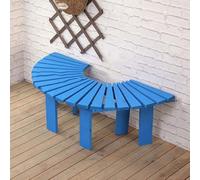 Solid Wood Outdoor Garden Bench, Curved Fan-Shaped Park Seat, Slatted Backless Patio Half Round Tree Bench for Courtyard Furniture