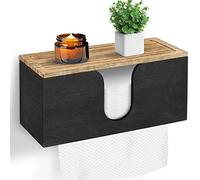 Solid Wood Paper Towel Dispenser Wall Mounted, Folded Paper Towel Holder with Lid, Commercial C-Fold, Z-Fold, Trifold Hand Paper Towel Holder Dispenser for Bathroom Kitchen Office