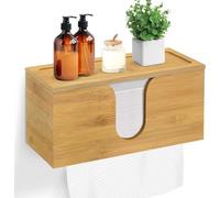 Solid Wood Paper Towel Dispenser Wall Mounted, Folded Paper Towel Holder with Lid, Tri Fold Hand Paper Towel Holder Dispenser for Bathroom Kitchen Office