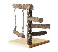 Solid Wood Parrot Perch - Bird Training Stand | Interactive Playground For Small Birds | Natural Pine And Pepper Wood Construction, Bird-Safe Materials, Promotes Physical Health