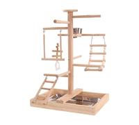 Solid Wood Parrot Stand Standing Bird Playing Gym Parakeets Budgie Lovebirds