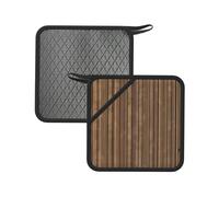 Solid wood pattern Printed Square Silicone Hot Mat (7.1 inches) - Suitable for Frying Pans, Ovens, Grills, Kitchen Tables