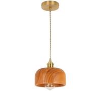 Solid Wood Pendant Light Fixtures Modern Wooden Walnut Color Round Hanging Lights Adjustable Kitchen Island Chandelier for Dining Room Hallway Entry E27(B)