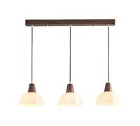 Solid Wood Pendant Light Mid-Century Modern Light Fixtures in Walnut Color Finish, Dining Room Hanging Lamp Glass Pendant Lighting Island Light for Kitchen (3lights)