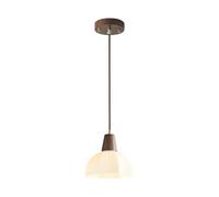 Solid Wood Pendant Light Mid-Century Modern Light Fixtures in Walnut Color Finish, Dining Room Hanging Lamp Glass Pendant Lighting Island Light for Kitchen (1light)