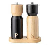 Solid Wood Pepper and Sea Salt Grinder with Adjustable Grinding Ring for Customized Texture Control in Everyday Meal Preparation (C)