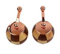 Solid Wood Pepper Mill with Hand Crank Checkerboard Design, Natural Walnut Oak Spice Grinder for Kitchen, Dual Function Salt and Pepper Storage Jar, Easy Clean Brown or Yellow(Two packs)