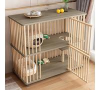 Solid Wood Pet Cabinet for Indoor Cats, Extra Large Habitat with Roller Lock for Safety and Security, Ideal for Small Animals