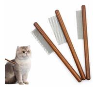 Solid Wood Pet Comb, Stainless Steel Tooth Dog Comb For Cat Dog Removing Fleas, And Floating Hair (3 Size)