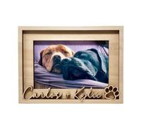 Solid Wood Photo Frames, Engraved Pet Name Wooden Photo Frame Memorial Gift Multiple Sizes(Model 4,5X5inch)