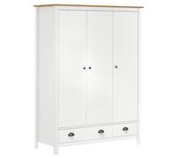 Vidaxl 3-Door Wardrobe Hill White 127X50X170 Cm Solid Pine Wood