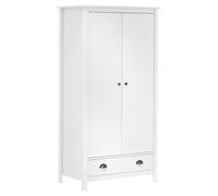 vidaXL Solid Wood Pine 2-Door Wardrobe Hill White 89x50x170 cm Clothes Cabinet
