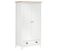 vidaXL Solid Wood Pine 2-Door Wardrobe Hill White 89x50x170 cm Clothes Cabinet