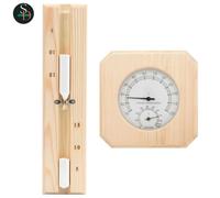 Solid Wood Pine 2 in 1 Sauna Hygrothermograph & Sand Timer Set Hourglass vidaXL