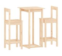 vidaXL 3 Piece Bar Set Solid Wood Pine, Brown