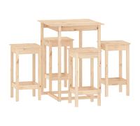 Solid Wood Pine Bar Set 5 Piece Wooden Bistro Bar Stool Multi Colours vidaXL