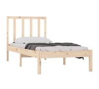 Bed Frame Solid Pine Wood Natural 75x190 cm Small Single Wooden Headboard Rustic [EEK: A]