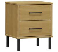 Solid Wood Pine Bedside Cabinet with Metal Legs OSLO Multi Colours vidaXL