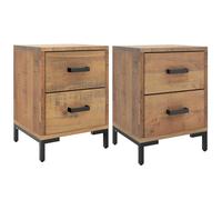 Solid Wood Pine Bedside Cabinets Bedroom Side Table Wooden Nightstand vidaXL