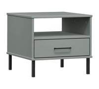 vidaXL Bedside Table with Metal Legs Grey Solid Wood Pine OSLO