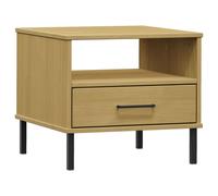 (grey) vidaXL Solid Wood Pine Bedside Table with Metal Legs OSLO Desk Multi Colours