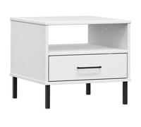 Solid Wood Pine Bedside Table with Metal Legs OSLO Desk Multi Colours vidaXL