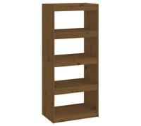vidaXL Solid Wood Pine Book Cabinet/Room Divider Honey Brown Wooden Furniture