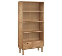 Vidaxl Bookcase Otta With 2 Drawers Brown Solid Wood Pine Bookcases